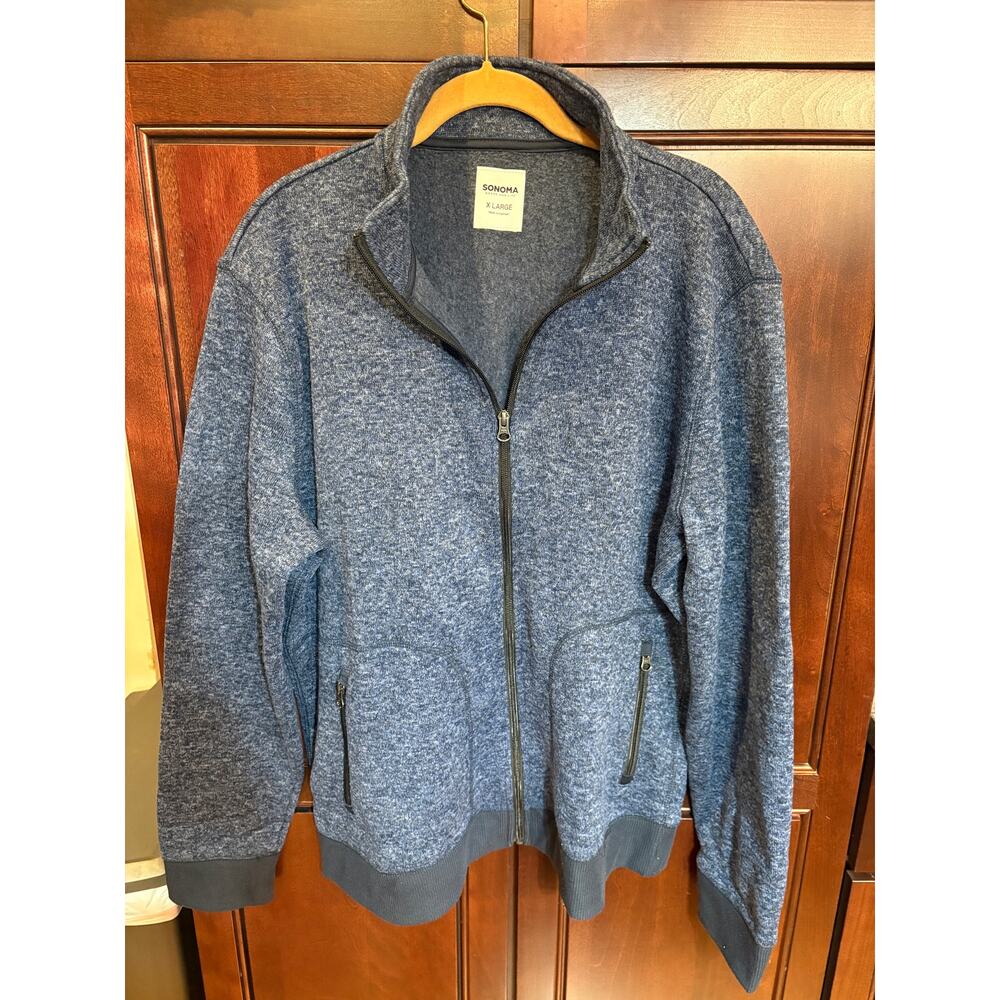 Sonoma Goods for Life Men's Blue Heather Full Zip Fleece Jacket Size XL
